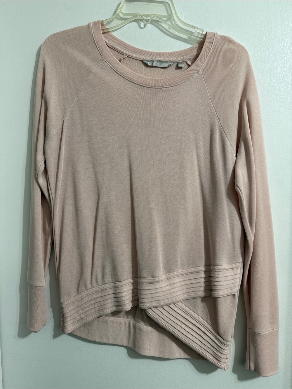Athleta Blush Pink Long Sleeve Pullover with Layered Hem
